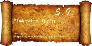 Simkovits Ipoly névjegykártya